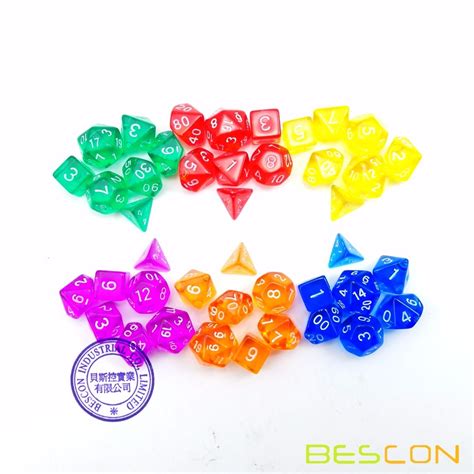 Bescon Mini Translucent Polyhedral Rpg Dice Set 10mm Small Rpg Dice