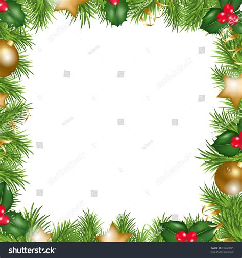 Merry Christmas Border Isolated On White Background Vector