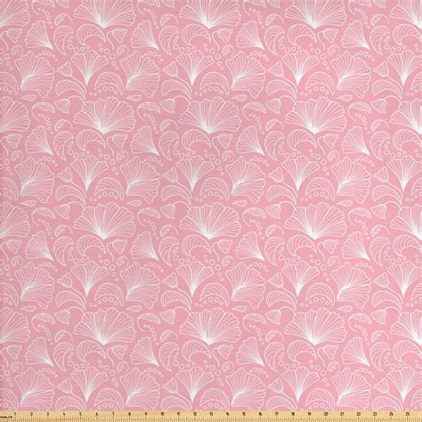 Pale Pink Fabric By The Yard Ornamental Floral Pattern With Swirled