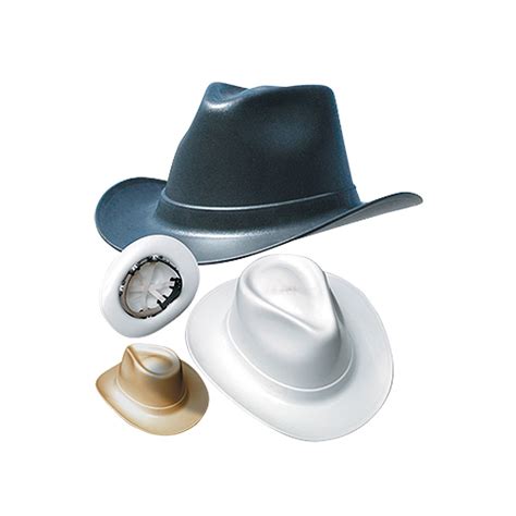 Cowboy Style Hard Hat Ratchet Suspension Wide Brim Grey Hard Hat