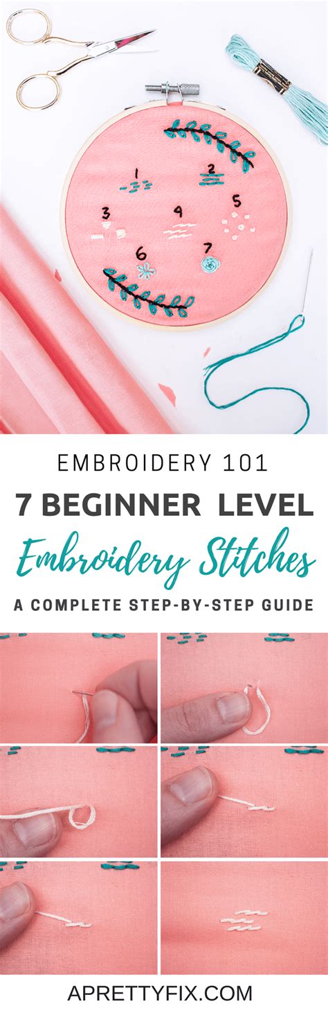 Learn To Create 7 Beginner Level Embroidery Stitches In This Step By