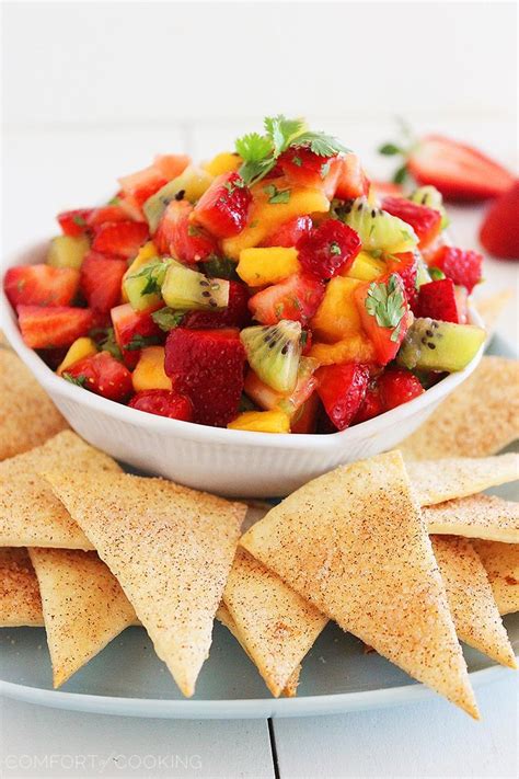 Place the salsa in the fridge and let the flavors mix together for about 15 minutes until the salsa cools down. Strawberry Mango Salsa with Cinnamon-Sugar Tortilla Chips ...