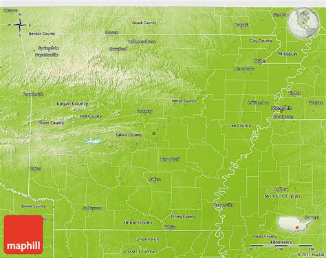 Physical 3d Map Of Arkansas