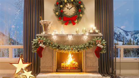 Warm Christmas Fireplace Scene 1920x1080 1080p Wallpaper