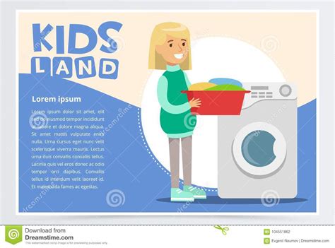 Schedule laundromats delivery and pickup to your doorstep online in minutes. Blue Card Or Poster With Young Girl Standing With A Basin ...