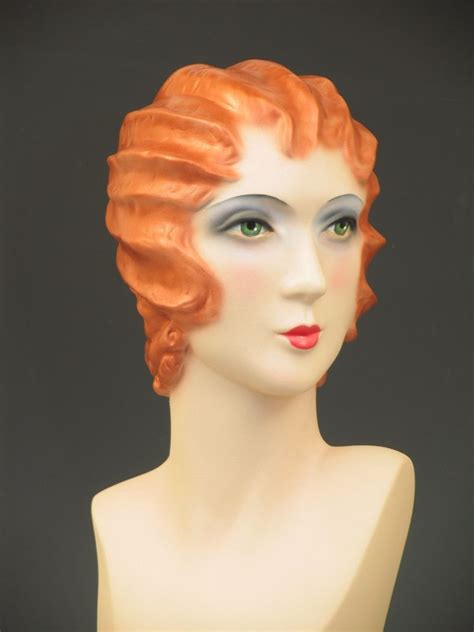 20s Vintage Style Barber Pole Mannequin Head Bust Display By Decoeyes