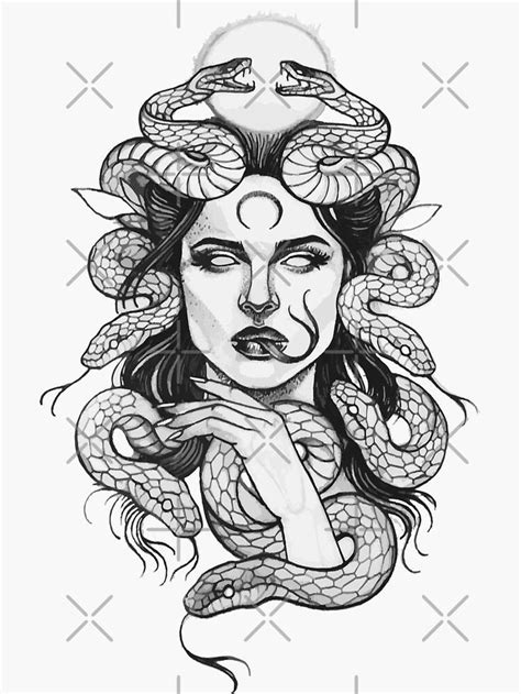 Medusa Art Work Sticker By Helloakhil In 2021 Medusa Art Fantasy