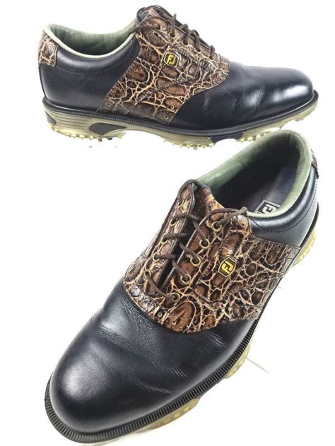 Footjoy Dryjoys Tour Mens Golf Shoes Black Faux Alligator 95 M Style