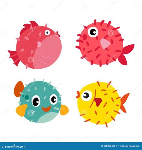 Puffer Fish Vector Collection Design Stock Vector Illustration Of