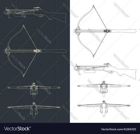 Crossbow Blueprints Royalty Free Vector Image Vectorstock
