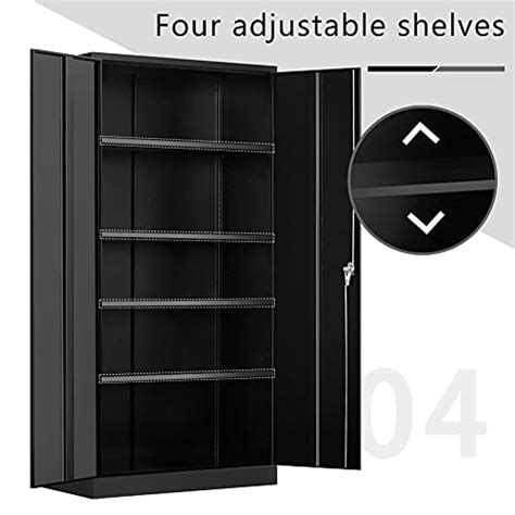 Bonusall Tall Metal Storage Cabinet With 2 Locking Doors And 4 Shelves
