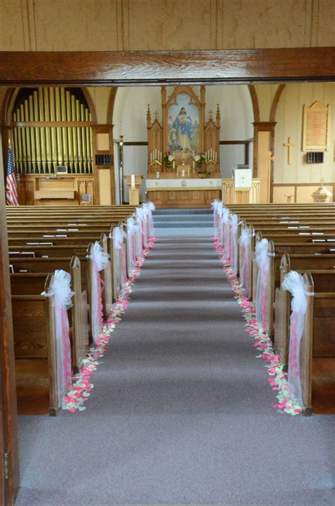 Pew Bows And Petals Along The Aisle Wedding Pews Wedding Ceremony