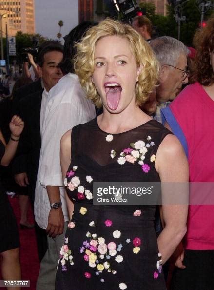 Actress Elisabeth Shue Sticks Her Tongue Out For Photographers At The