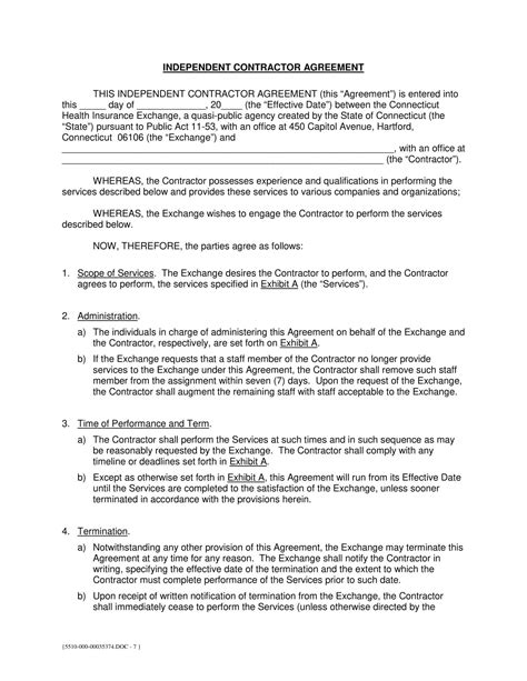 Free Printable Independent Contractor Agreement Templates Word Pdf