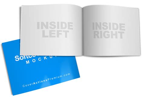 open landscape book mockup     pages  cover actions premium mockup psd template