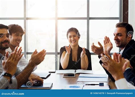 Business People Claps Hands And Applaud In Meeting Stock Photo Image