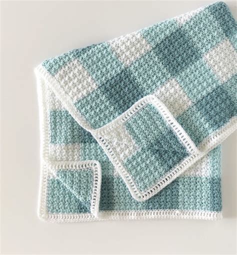 Crochet Teal Gingham Blanket Daisy Farm Crafts