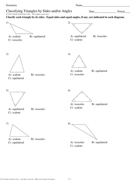 Classifying Triangles By Angles Worksheet — Db