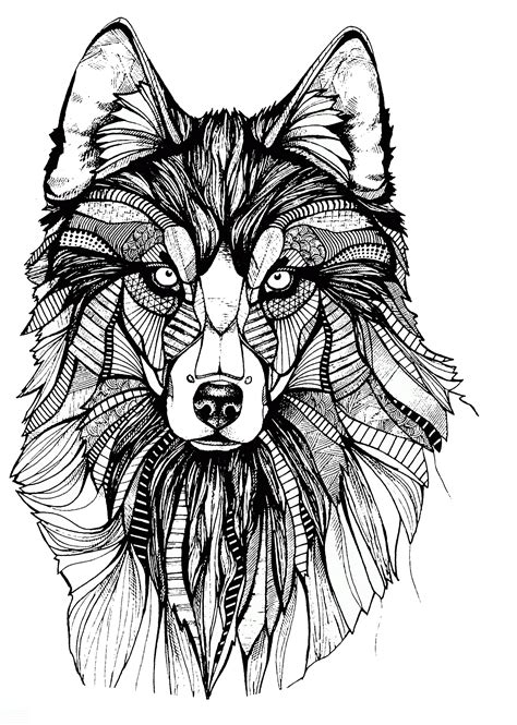 Livre de coloriage Mandala wolf pour impression et en ligne