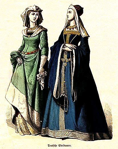 Late Middle Ages Women In Dress And Headdress Middle Ages Clothing
