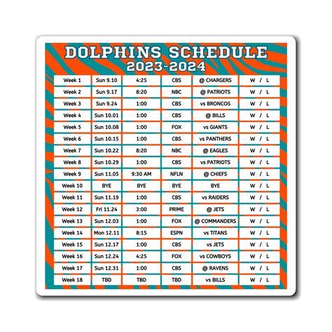 Miami Dolphins Schedule Magnet X Inches Nfl Etsy Norway