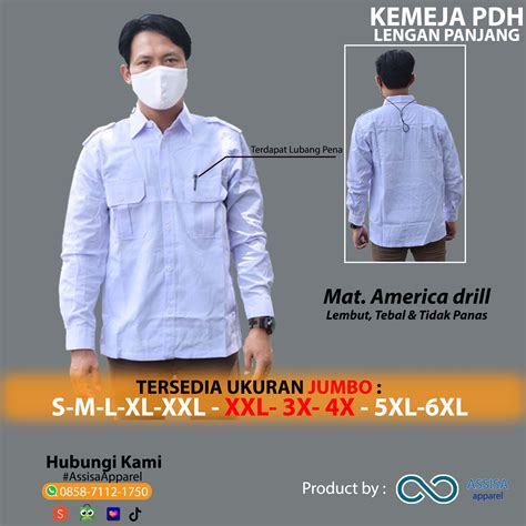BAJU PDH PUTIH POLOS LENGAN PANJANG | KEMEJA FORMAL BAHAN AMERICA DRILL