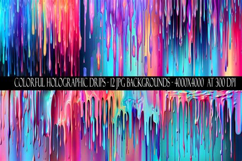 Colorful Holographic Drip Backgrounds Graphic By Digital Paper Packs