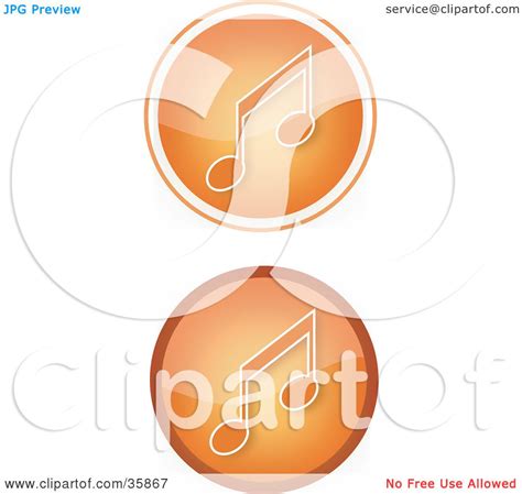 Clipart Illustration Of A Set Of Two Orange Music Icon Buttons With
