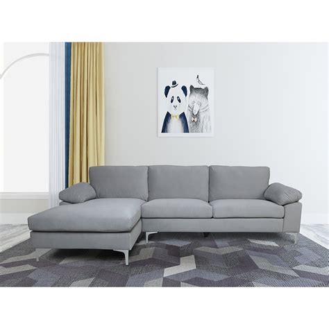 Kepooman L Shaped Convertible Sectional Sofa Sleeper Bed Gray Velvet