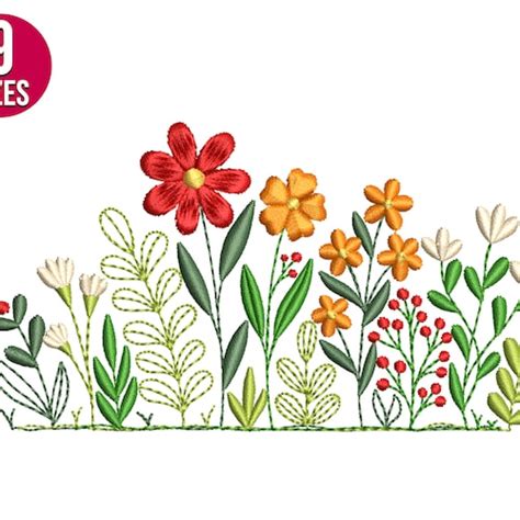 Wildflowers Embroidery Design Dandelion Plants Machine Etsy