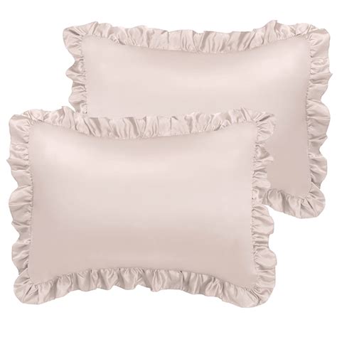 2pcs satin pillowcase silk pillow shams oxford pillowcases ruffled pillow cover taupe king