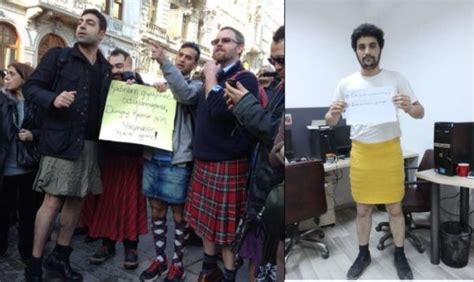 Men In Turkey Support Women S Rights By Wearing Miniskirts In Ozgecanicinminietekgiy Campaign