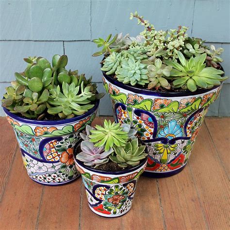 Handmade Mexican Plant Pots Hand Crafted Talavera Planters