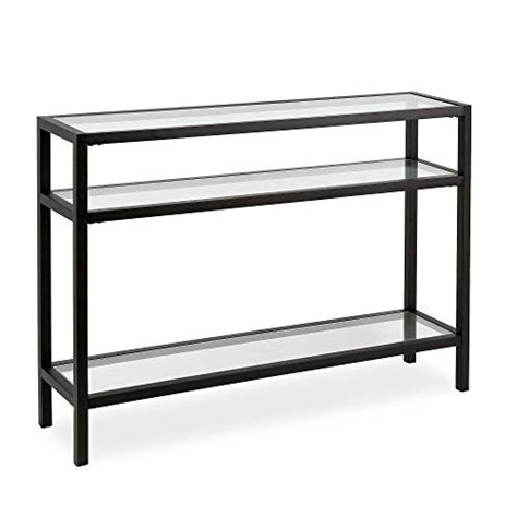 Evelynandzoe Contemporary Metal Console Table With Glass Top Brickseek