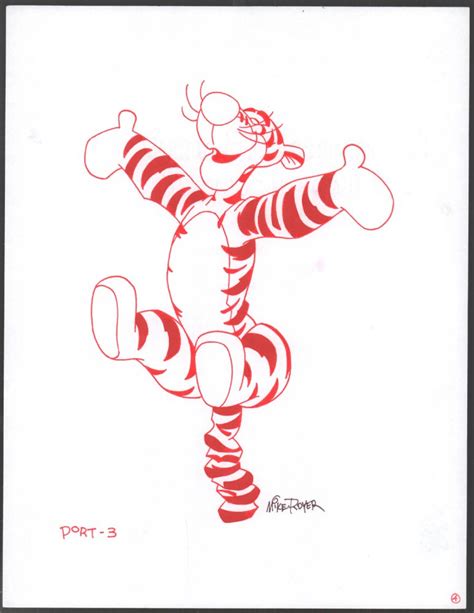 Winnie The Pooh Disney Red Ink Drawing Concept Art Tigger The Tiger Bouncing On Tail Port 3