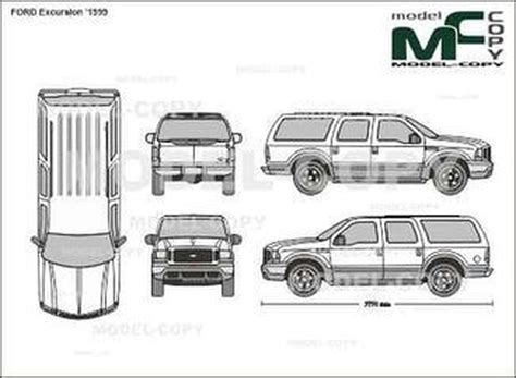 Ford Excursion 1999 2d Drawing Blueprints 12317 Model Copy