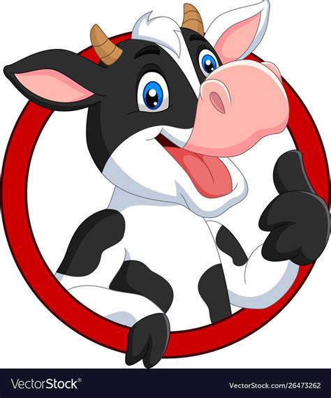 Cartoon Happy Cow Giving Thumb Up Royalty Free Vector Image Cute Cows