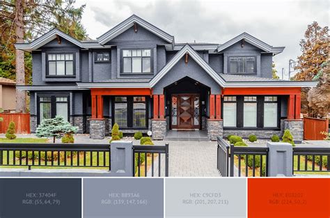 Beautiful Gray And Red House Exterior Paint Color Combination