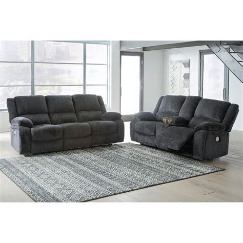 Signature Design By Ashley Draycoll Power Reclining Sofa In Slate