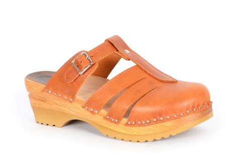 Clog Sandals In Cognac Leather Troentorp Clogs Bastad Sweden