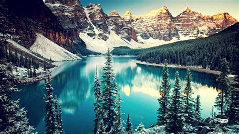 Wallpaper Forest Mountains Lake Water Nature Reflection Snow