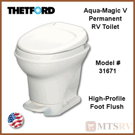 Thetford Aqua Magic V Permanent Rv Toilet High Profilefoot Flushwhite
