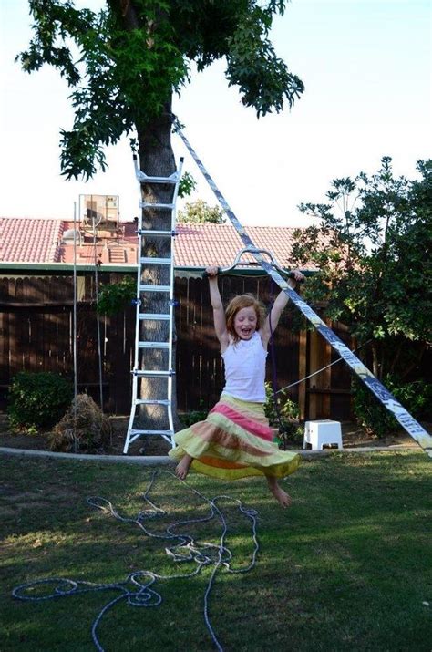 Our yard has no *suitable* trees like the manufacturer recommends. Use your slackline for zip-lining instead. | Backyard ...