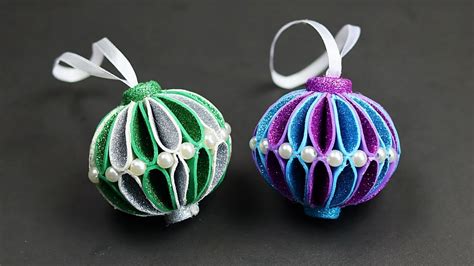 diy christmas ornaments glitter foam ball christmas decoration ideas christmas ball youtube