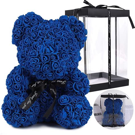 recutms royal blue artificial rose flower bear 10 inch wedding party decoration t box