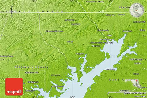 Physical Map Of Harford County