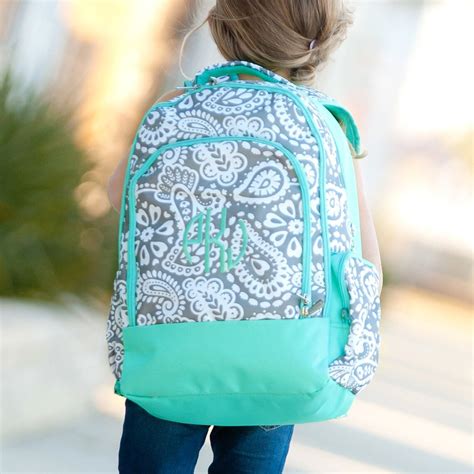 girls monogrammed backpack and matching lunch box personalized etsy