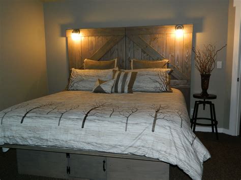 Rustic Headboard King Size With Jelly Jar Reading Lights Ready For