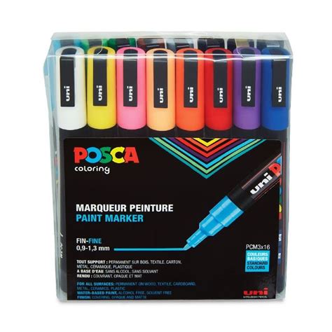 Posca Acrylic Paint Marker Pc 3m Fine 16 Color Set Kds Art Store