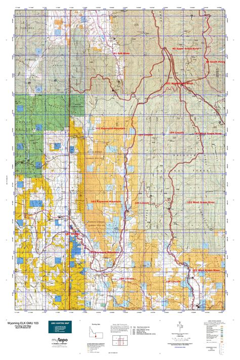 Wyoming Elk Gmu 103 Map Mytopo